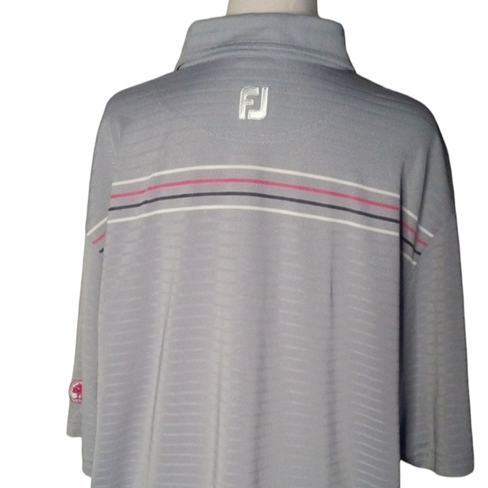 Foot Joy Performance Golf Polo Short Sleeve Gray Striped UPF Size XL - Picture 5 of 8